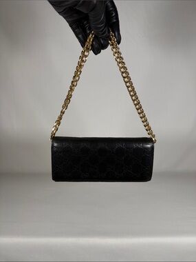 Authentic Gucci Black Leather Long Wallet
